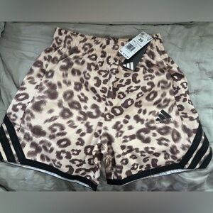 adidas Leopard-Print Running Shorts in Beige & Brown